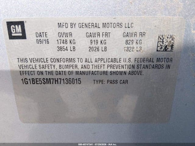 2017 CHEVROLET CRUZE LT AUTO 9