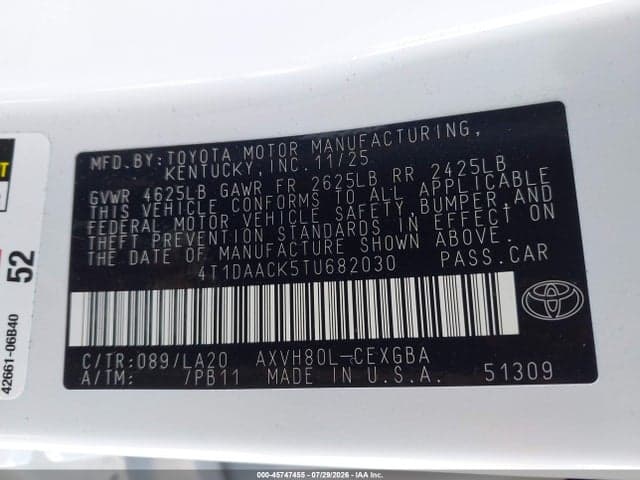 2026 TOYOTA CAMRY XLE 9