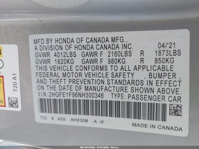 2022 HONDA CIVIC TOURING 9