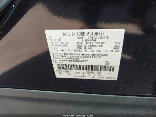 2019 FORD EXPLORER XLT 9