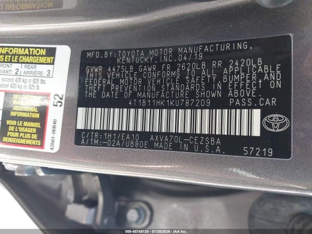 2019 TOYOTA CAMRY SE 9