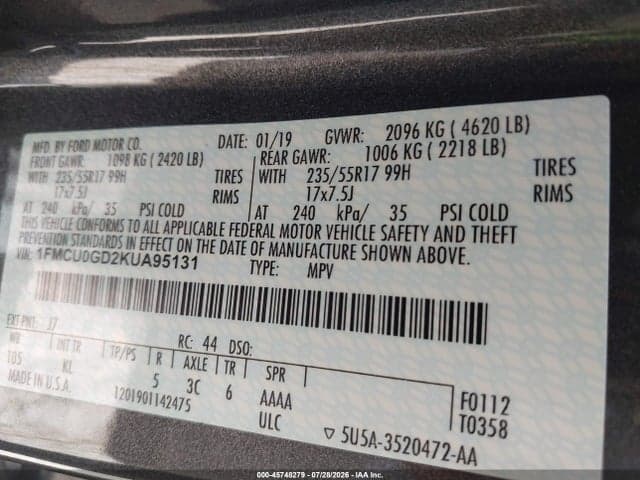 2019 FORD ESCAPE SE 9