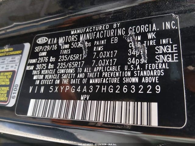 2017 KIA SORENTO 2.4L LX 9