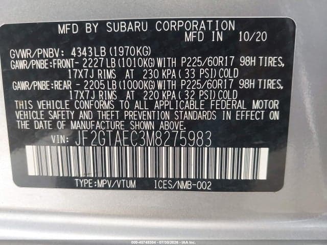 2021 SUBARU CROSSTREK PREMIUM 9