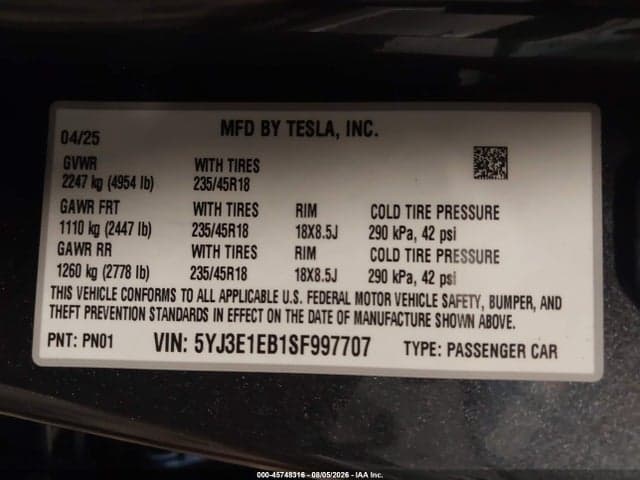 2025 TESLA MODEL 3 LONG RANGE ALL-WHEEL DRIVE 9