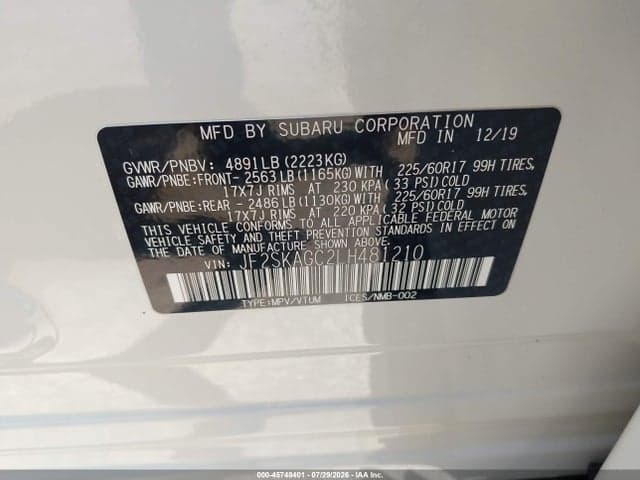 2020 SUBARU FORESTER PREMIUM 9