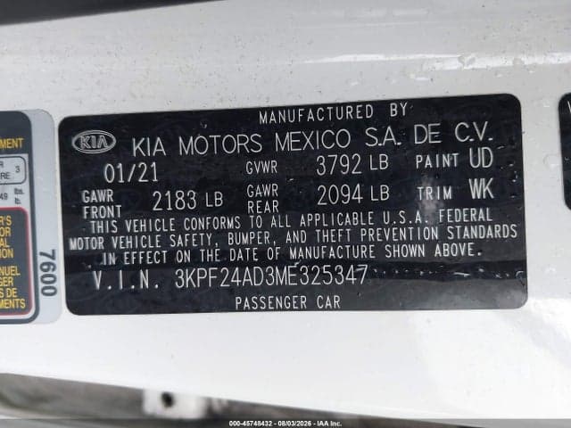 2021 KIA FORTE FE 9