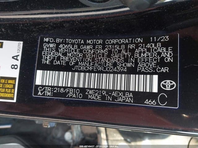 2024 TOYOTA COROLLA HYBRID LE 9