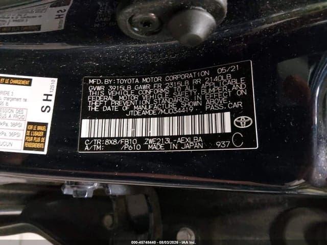 2021 TOYOTA COROLLA HYBRID LE 9