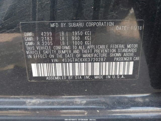 2019 SUBARU IMPREZA 2.0I PREMIUM 9