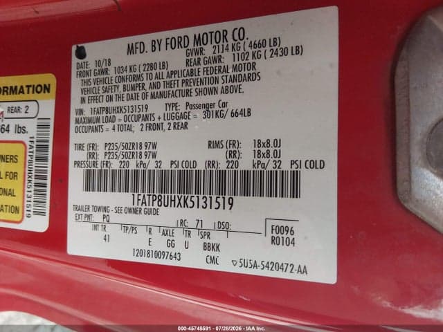 2019 FORD MUSTANG ECOBOOST PREMIUM 9