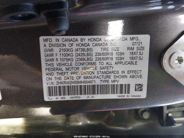 2021 HONDA CR-V AWD EX 9