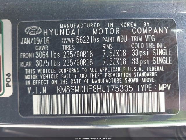 2017 HYUNDAI SANTA FE SE 9