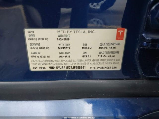2018 TESLA MODEL S 100D/75D/P100D 9