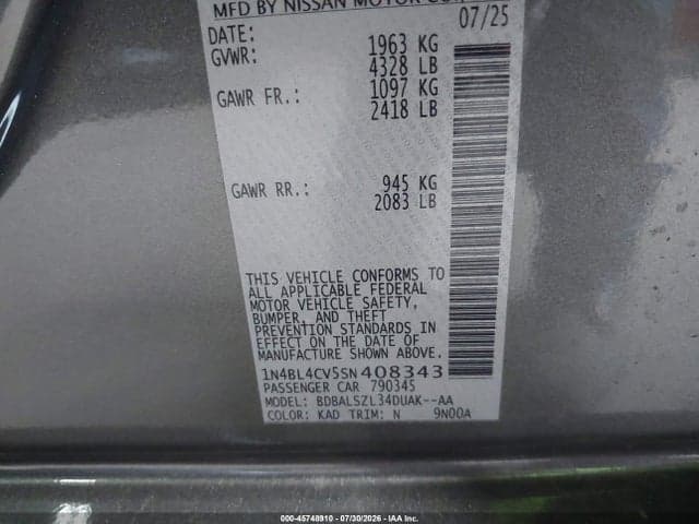 2025 NISSAN ALTIMA SR FWD 9