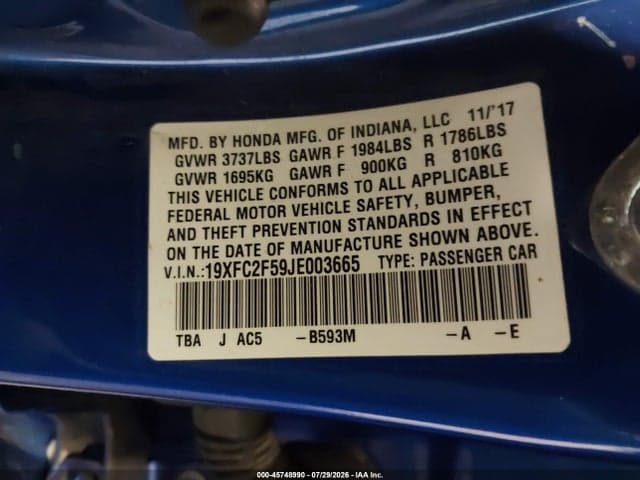 2018 HONDA CIVIC LX 9