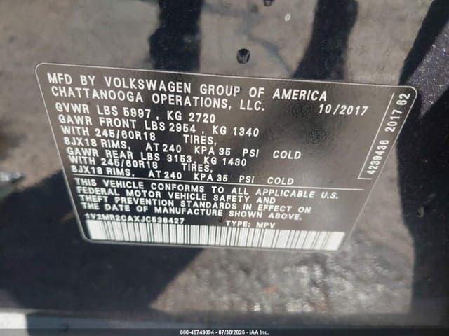 2018 VOLKSWAGEN ATLAS 3.6L V6 SEL 9