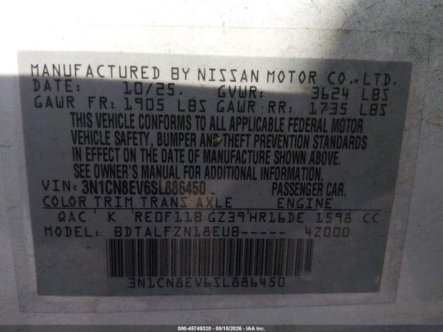 2025 NISSAN VERSA 1.6 SV 9