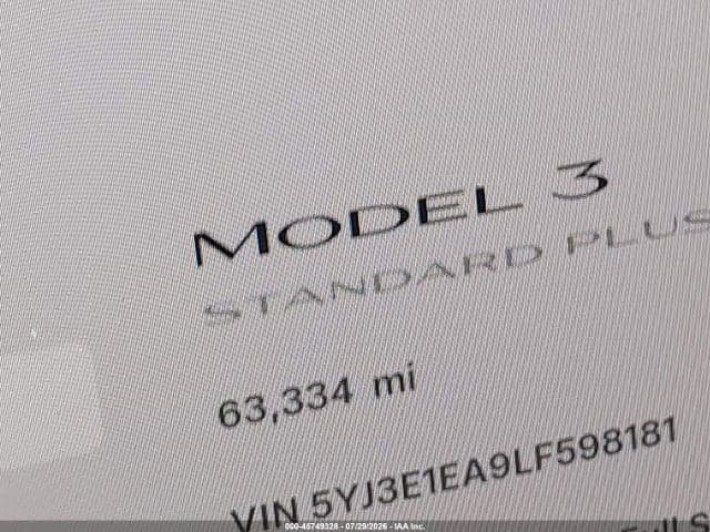 2020 TESLA MODEL 3 STANDARD RANGE PLUS REAR-WHEEL DRIVE/STANDARD RANGE REAR-WHEEL DRIVE 7