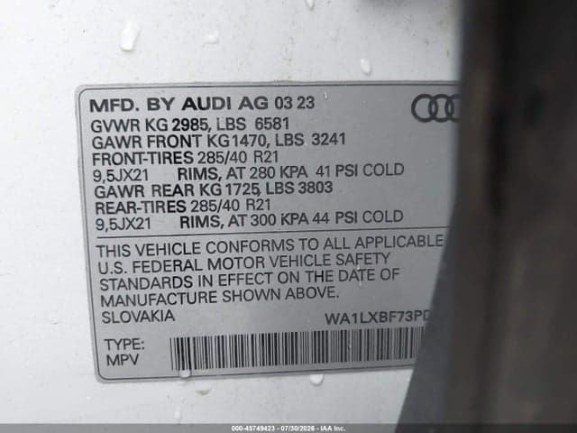 2023 AUDI Q7 PREMIUM PLUS 55 TFSI QUATTRO TIPTRONIC 9