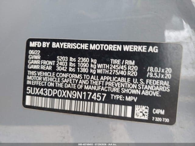 2022 BMW X3 SDRIVE30I 9