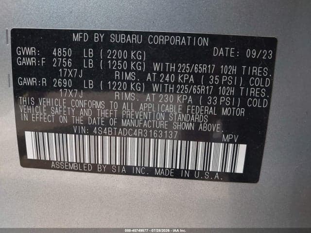 2024 SUBARU OUTBACK PREMIUM 9