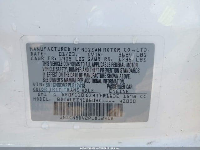 2023 NISSAN VERSA 1.6 S XTRONIC CVT 9