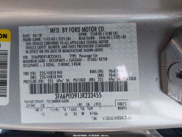2018 FORD FUSION TITANIUM 9