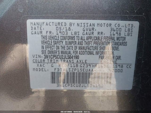 2018 NISSAN KICKS SV 9