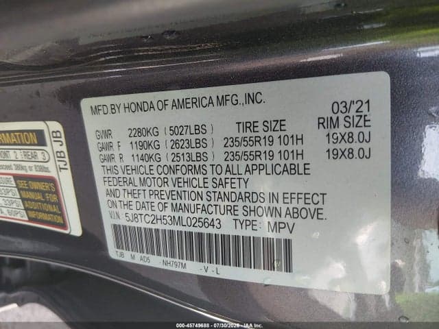 2021 ACURA RDX TECHNOLOGY PACKAGE 9