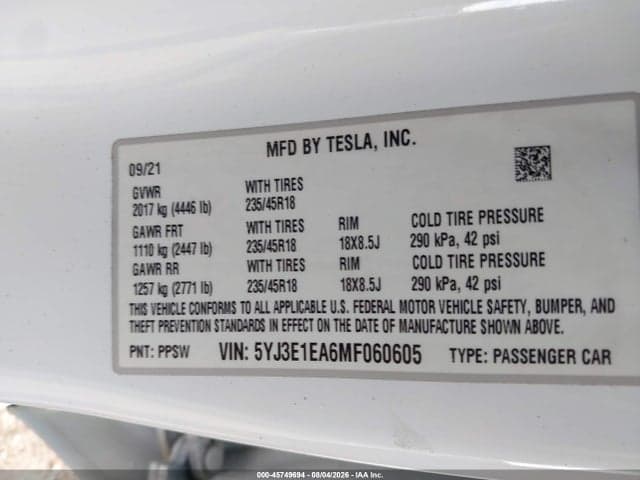 2021 TESLA MODEL 3 STANDARD RANGE PLUS REAR-WHEEL DRIVE 9