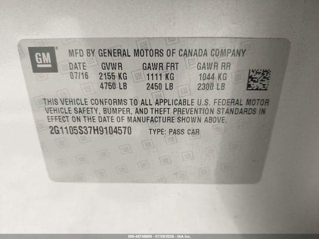 2017 CHEVROLET IMPALA 1LT 9