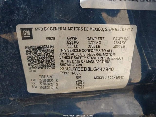 2020 CHEVROLET SILVERADO 1500 4WD SHORT BED RST 9