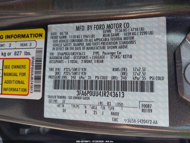 2018 FORD FUSION HYBRID S 9
