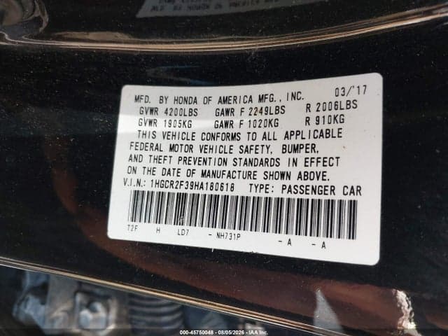 2017 HONDA ACCORD LX 7