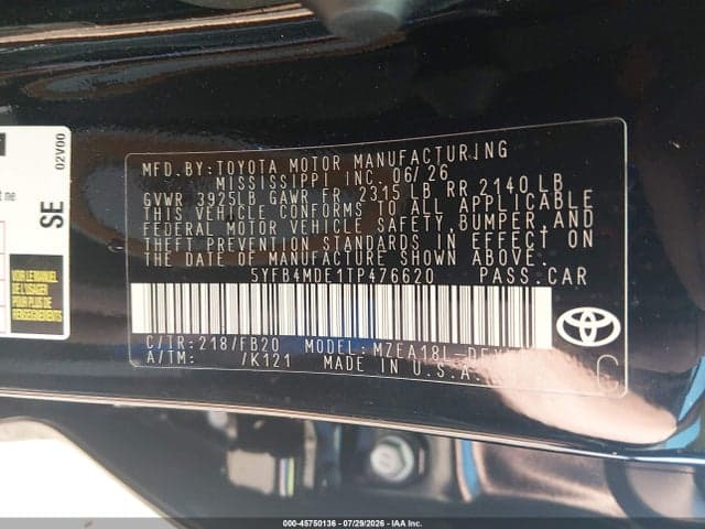 2026 TOYOTA COROLLA LE 9