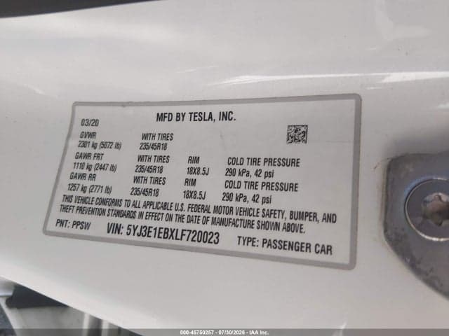 2020 TESLA MODEL 3 LONG RANGE DUAL MOTOR ALL-WHEEL DRIVE 9