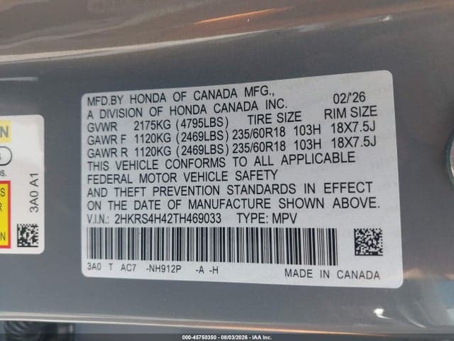 2026 HONDA CR-V EX AWD 9