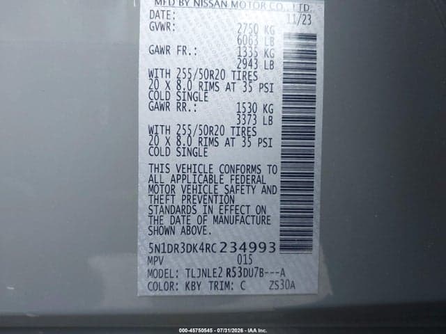 2024 NISSAN PATHFINDER PLATINUM 4WD 9