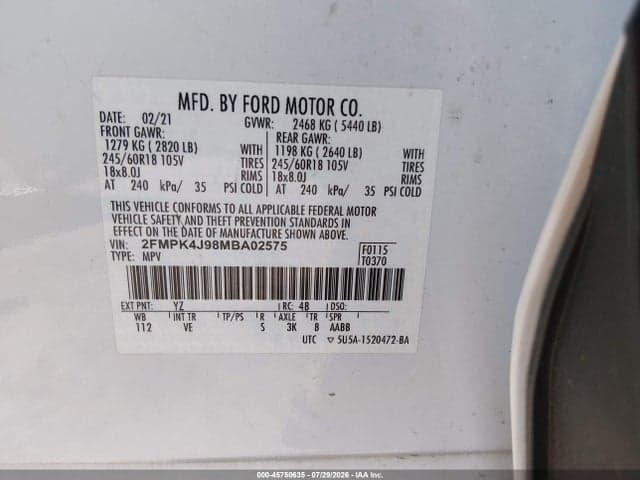 2021 FORD EDGE SEL 9