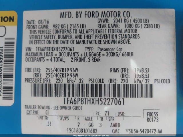 2017 FORD MUSTANG ECOBOOST 9