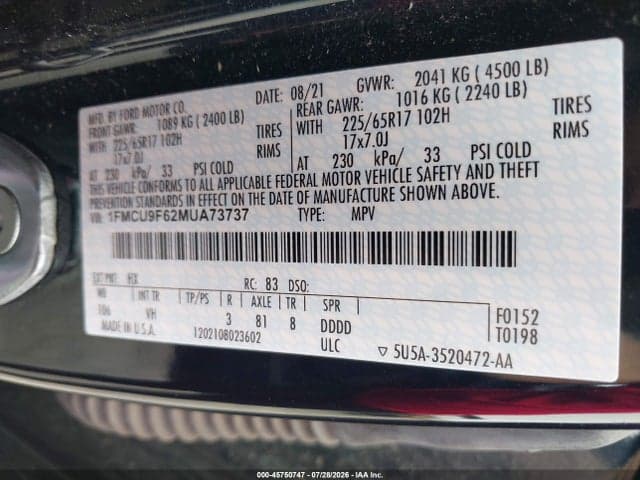 2021 FORD ESCAPE S 9