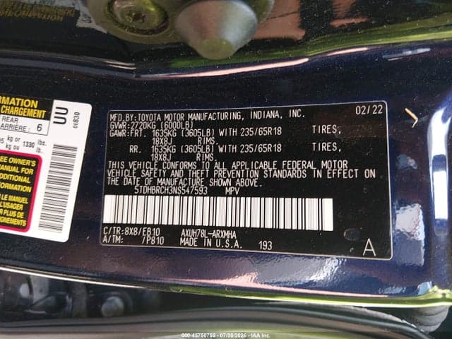 2022 TOYOTA HIGHLANDER HYBRID XLE 9