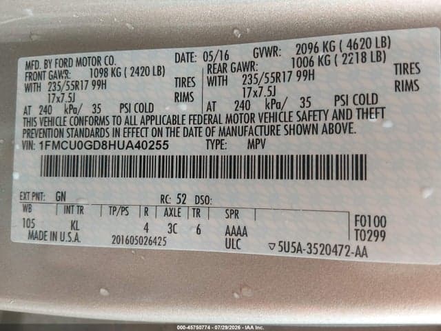 2017 FORD ESCAPE SE 9