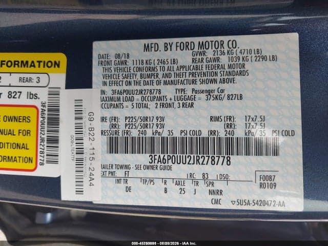 2018 FORD FUSION HYBRID S 9