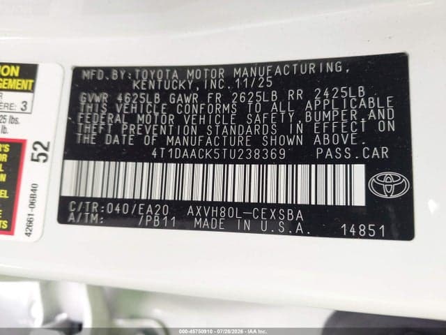 2026 TOYOTA CAMRY SE 9