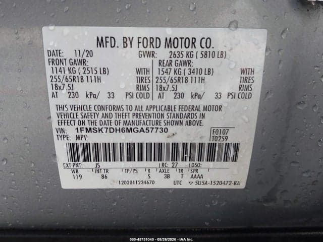 2021 FORD EXPLORER XLT 9
