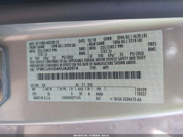 2019 FORD ESCAPE SEL 9