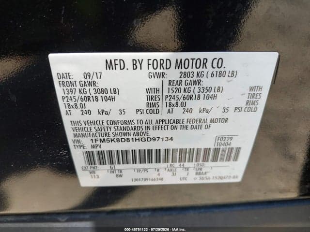 2017 FORD EXPLORER XLT 9