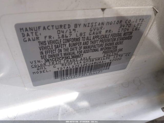 2019 NISSAN VERSA NOTE SV 9